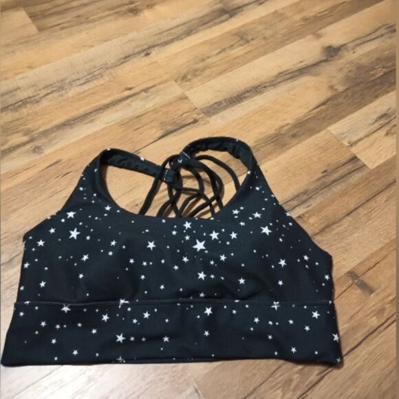 Wildfox Black & White Scattered Star Crisscross Sports Bra - Picture 4 of 8